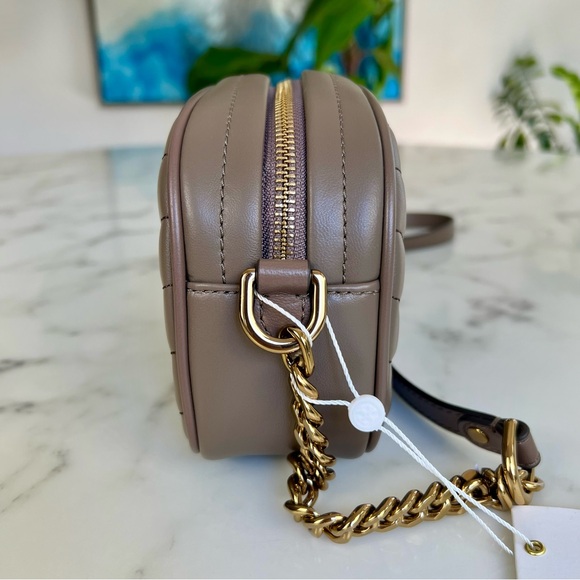NWT Tory Burch Kira Chevron Small Camera Crossbody Bag Classic Taupe Leather - Picture 5 of 16